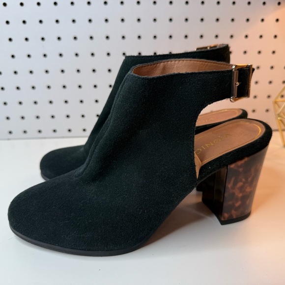 VIONIC Lacey Tortoise Block Heel Sling Back Black Suede Shoes Rubber Sole 9M - Picture 7 of 16